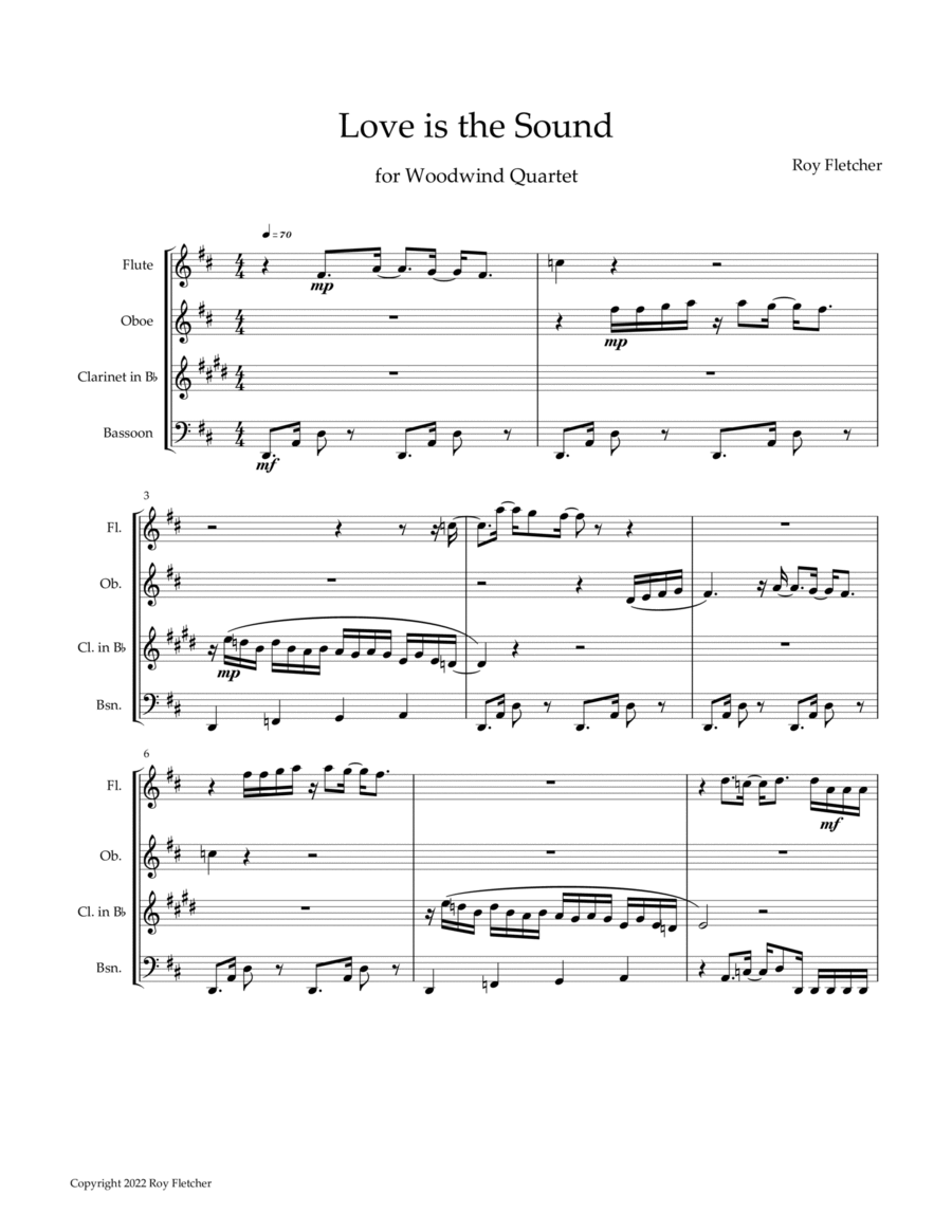 Love is the Sound (woodwind quartet) Woodwind Quartet scores gallery preview page 1