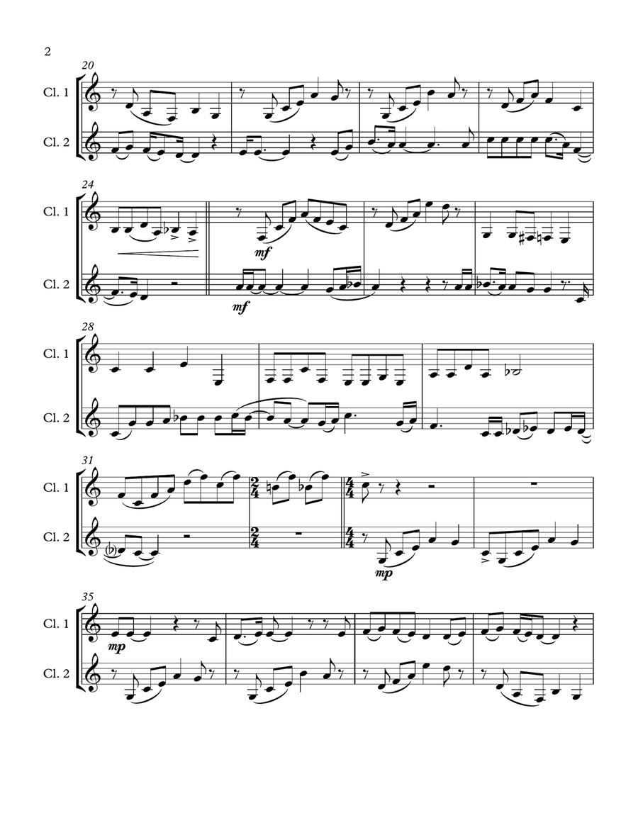 Bohemian Rhapsody Clarinet Duet scores gallery preview page 2