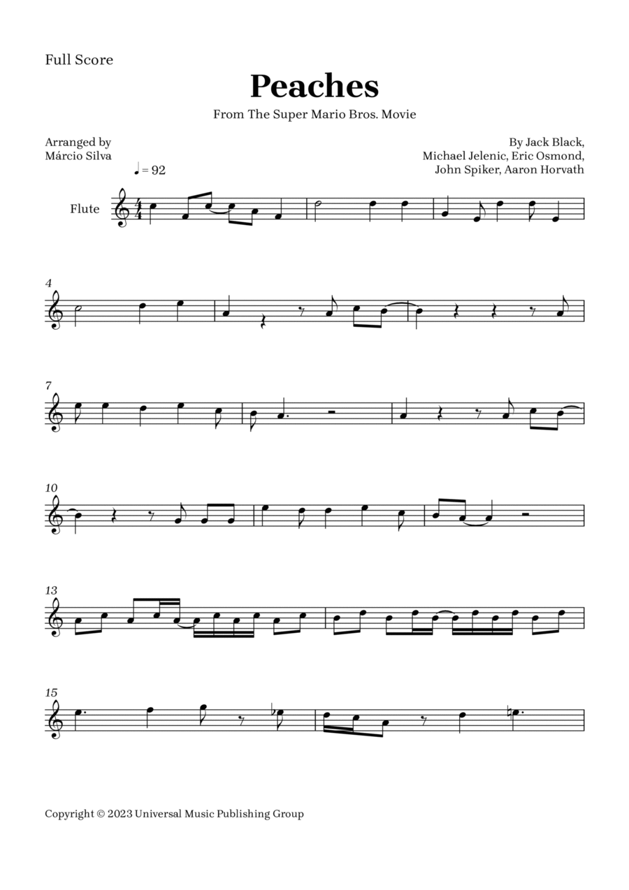 Peaches Peaches Flute Solo scores gallery preview page 1