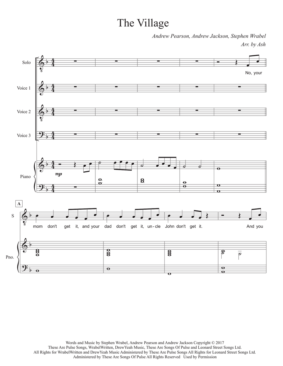 The Village 3-Part scores gallery preview page 1