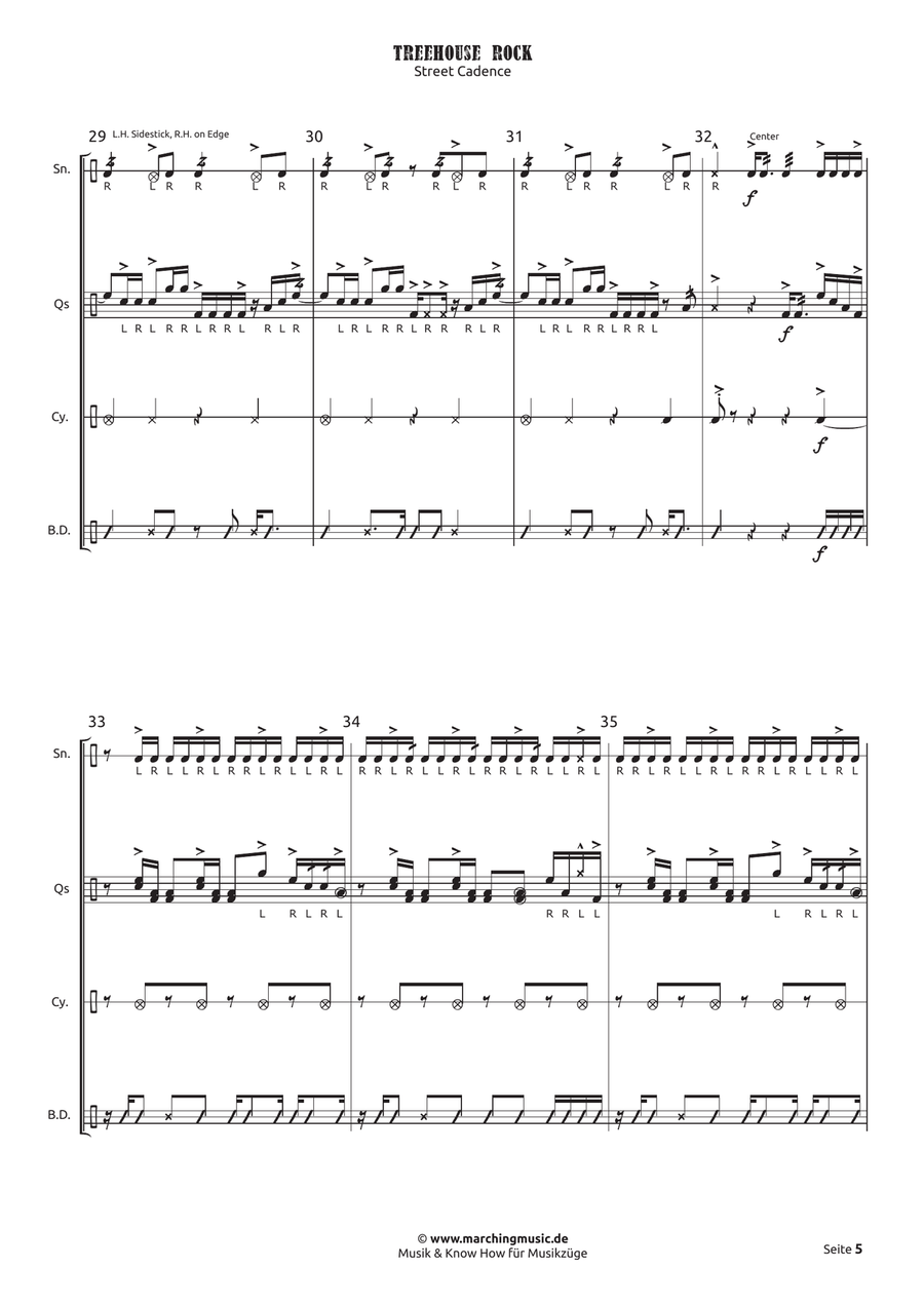 TREEHOUSE ROCK Street Cadence (Drumline) Marching Band scores gallery preview page 6