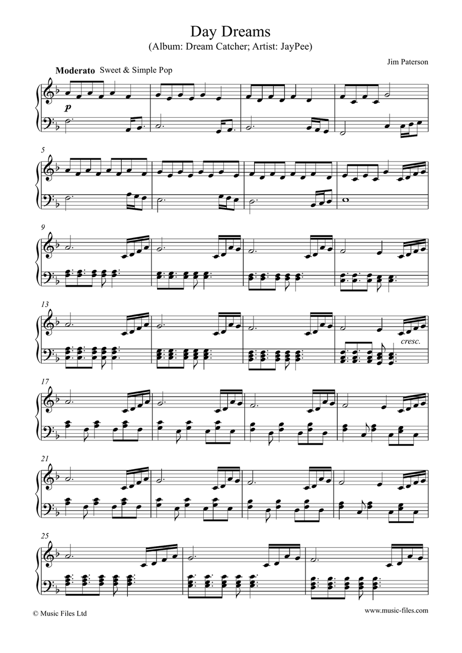 Day Dreams - Piano Solo Piano Solo scores gallery preview page 1
