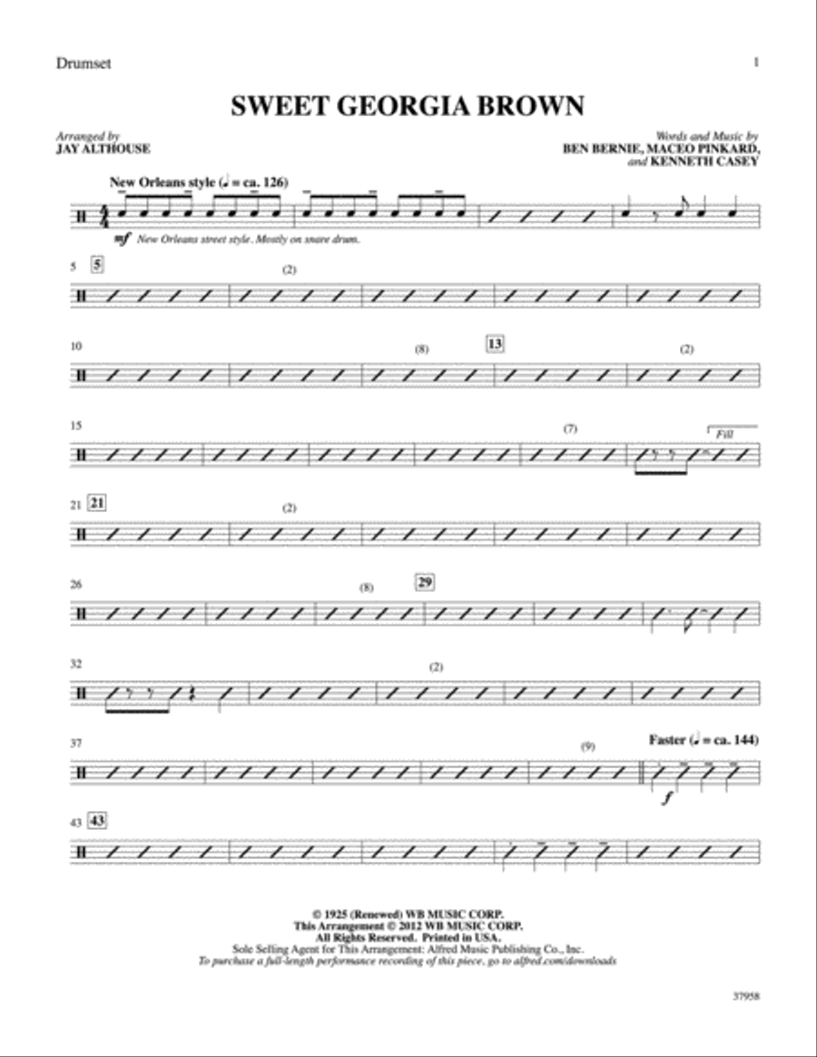 Sweet Georgia Brown: Drums Drums scores gallery preview page 1
