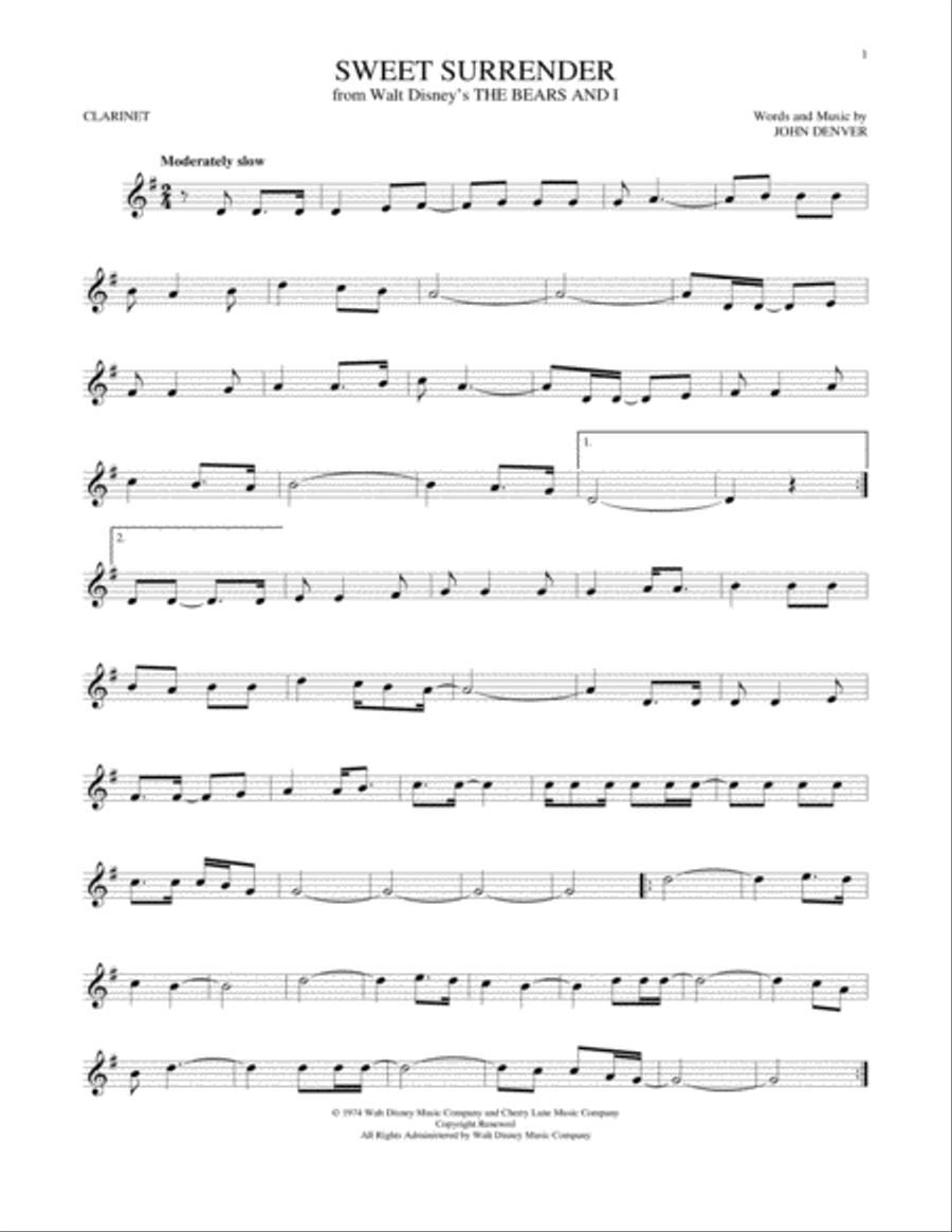Sweet Surrender Sweet Surrender Clarinet Solo scores gallery preview page 1