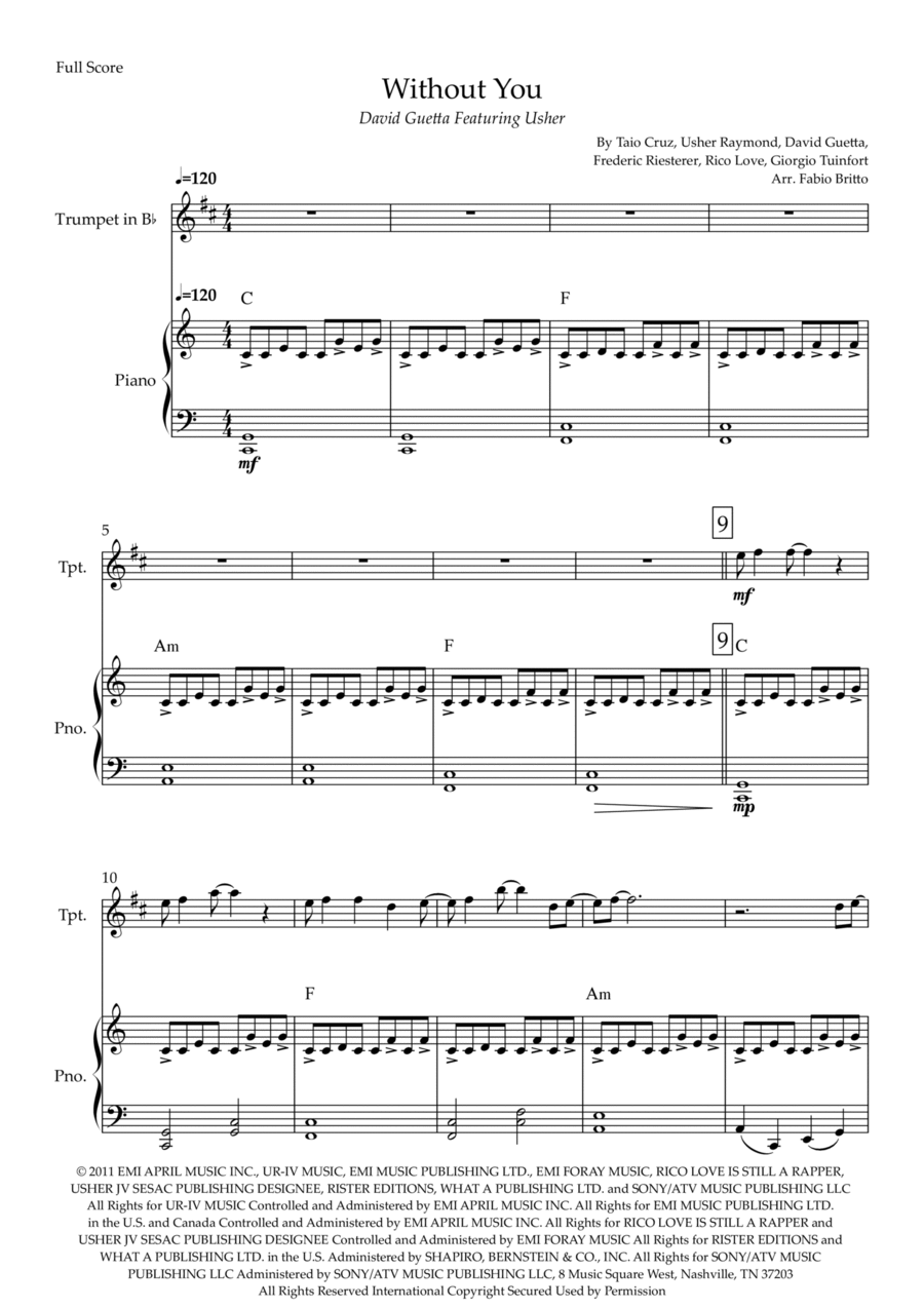 Without You B-Flat Trumpet scores gallery preview page 1