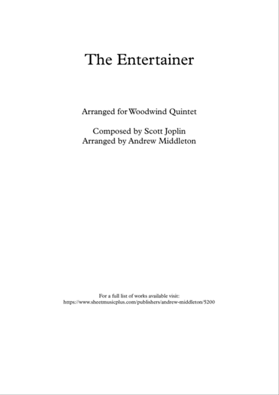 The Entertainer arranged for Woodwind Quintet Woodwind Quintet scores gallery preview page 1