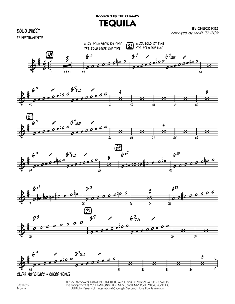 Tequila - Eb Solo Sheet