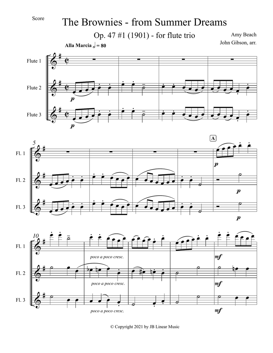 Amy Beach - The Brownies set for flute trio Flute Trio scores gallery preview page 2