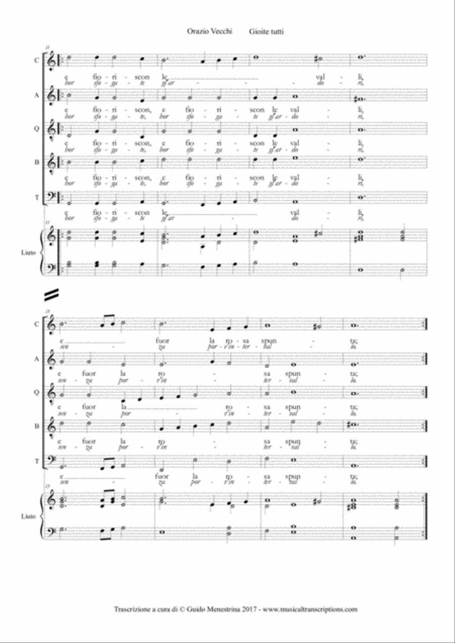 Orazio Vecchi (1550-1605) - Gioite tutti Choir scores gallery preview page 2