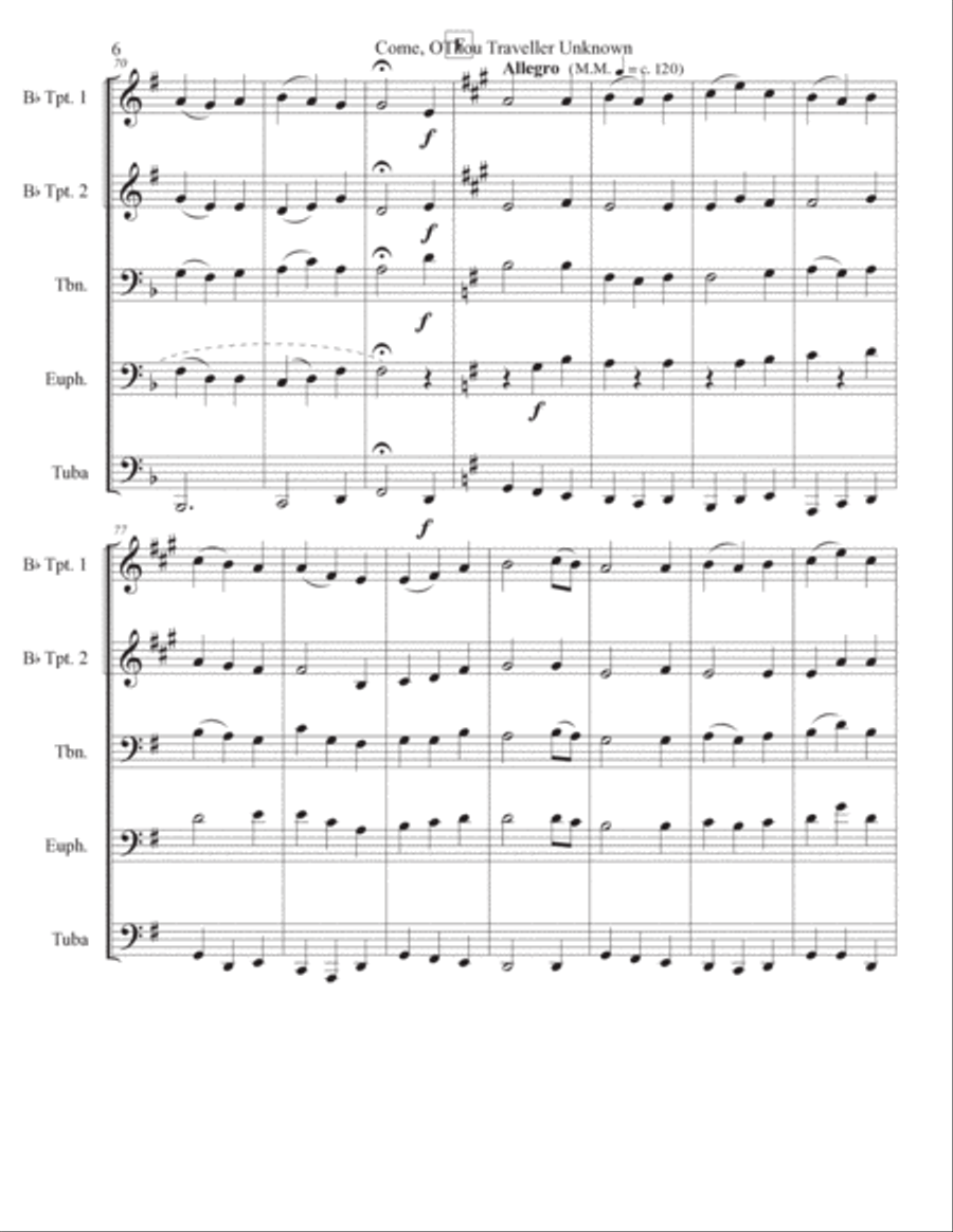 Candler (Come, O Thou Traveler Unknown) Brass Ensemble scores gallery preview page 6