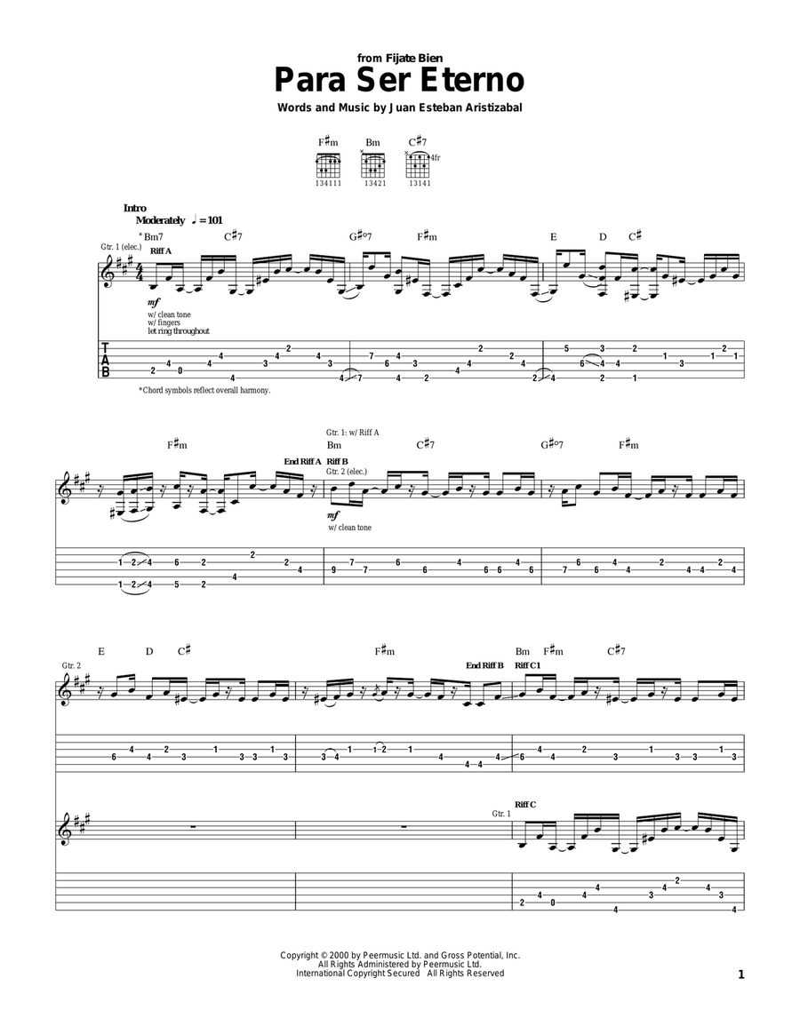 Para Ser Eterno Para Ser Eterno Acoustic Guitar scores gallery preview page 1