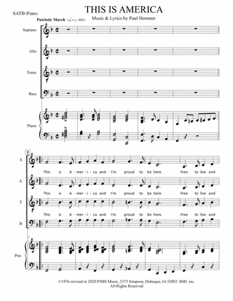 This is America - SATB-Piano image number null