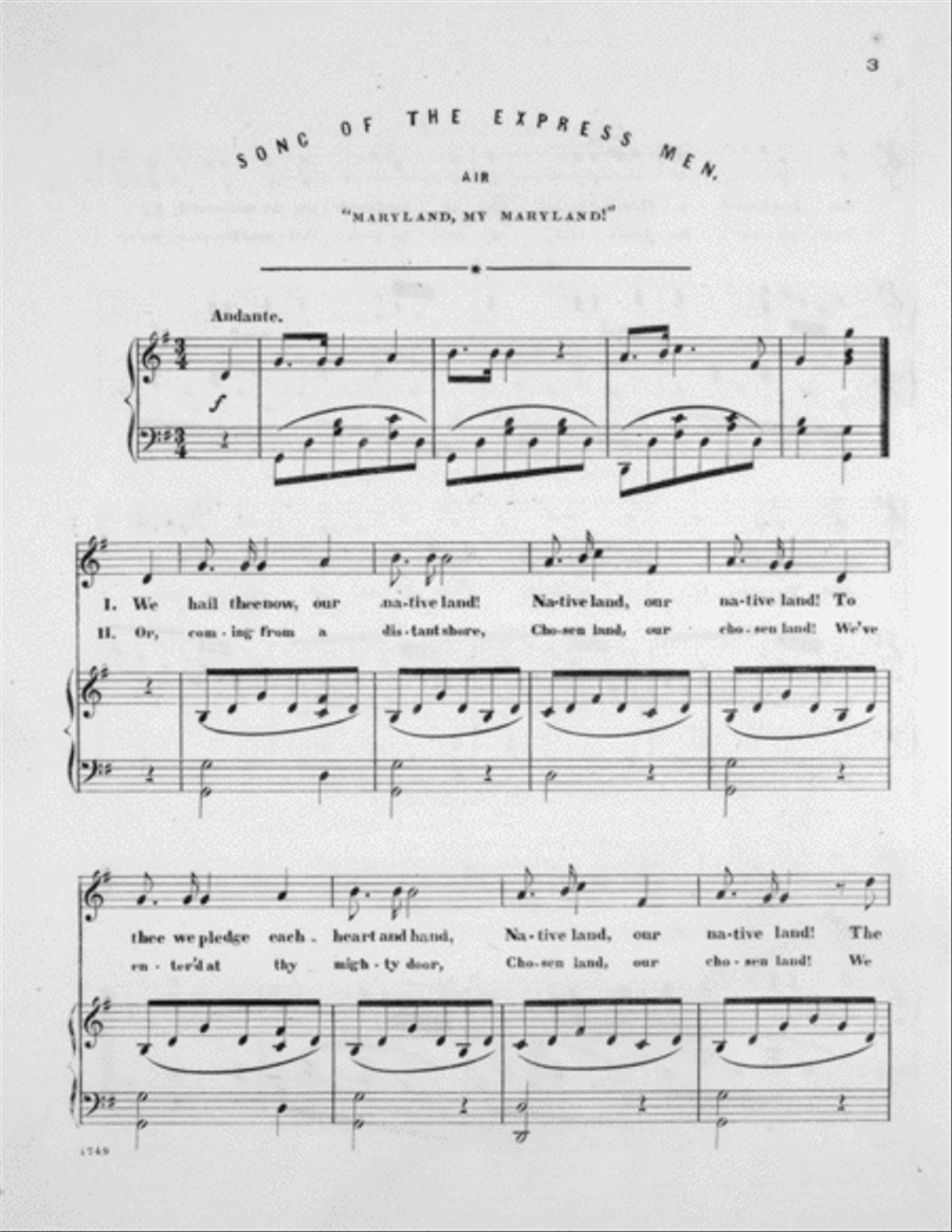 Song of the Express Men (Air Maryland! my Maryland!) Voice scores gallery preview page 2