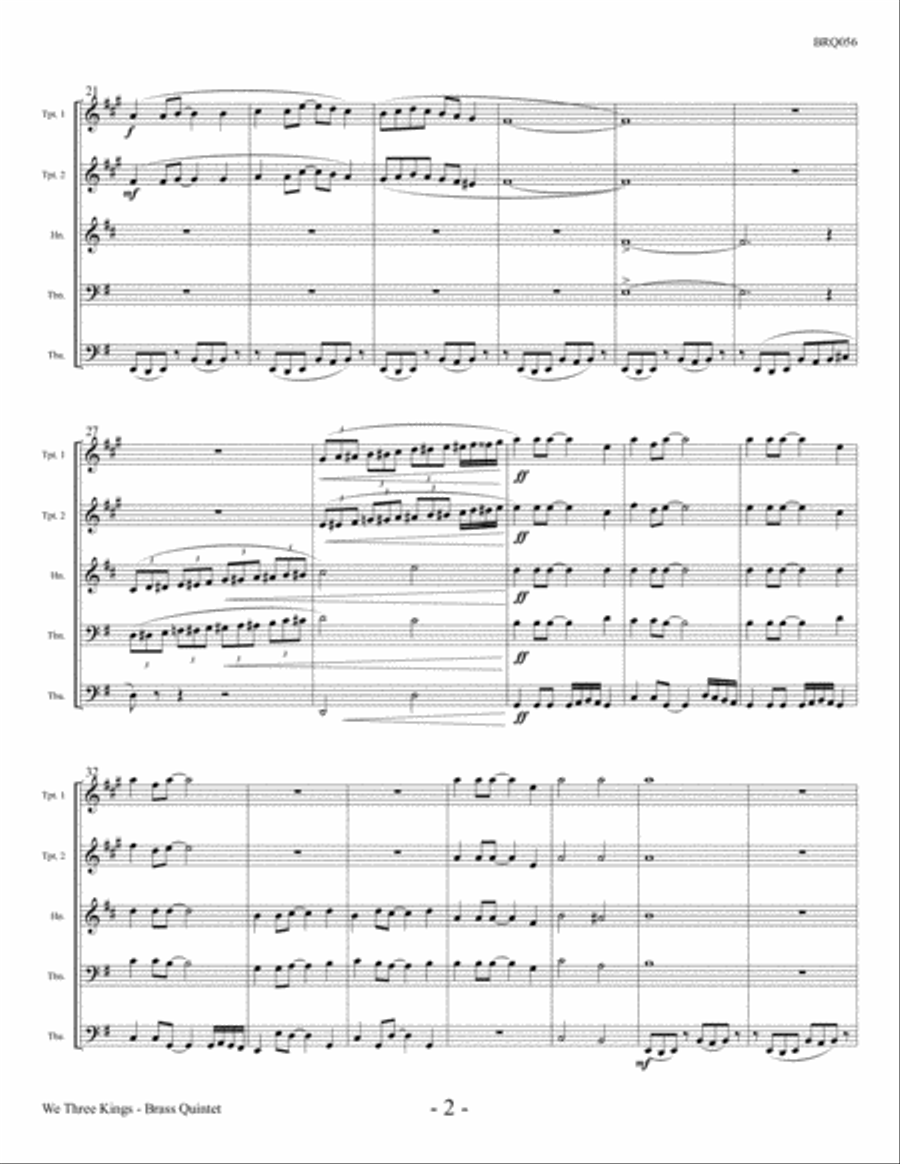 WE THREE KINGS arranged for BRASS QUINTET (unaccompanied) Brass Quintet scores gallery preview page 2