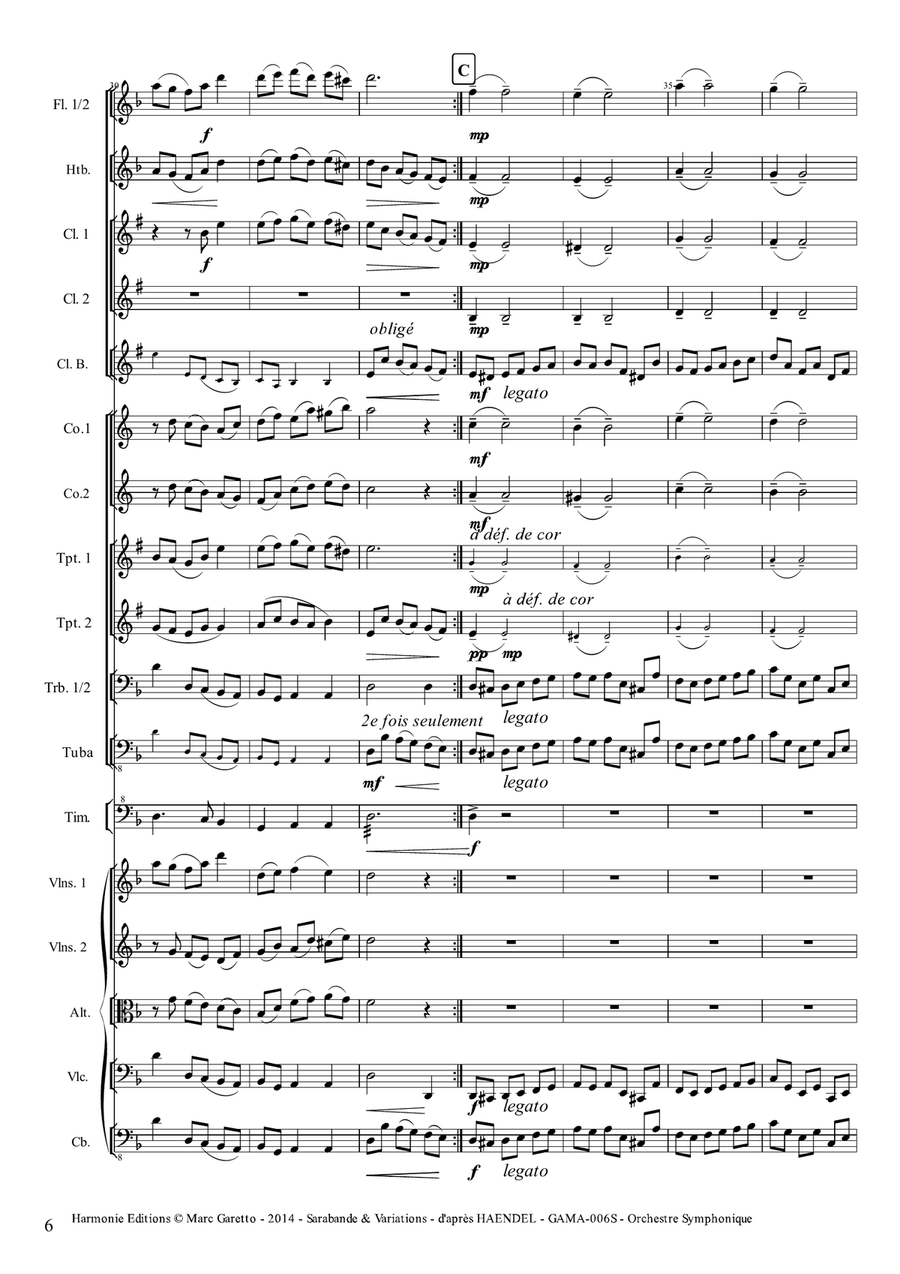 Sarabande & Variations - Georg Friedrich Haendel - Barry Lyndon Soundtrack for Full Orchestra (or St Full Orchestra scores gallery preview page 6