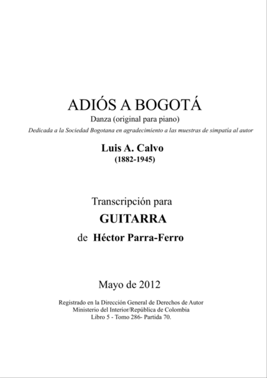 Adiós a Bogotá. Classical Guitar scores gallery preview page 2