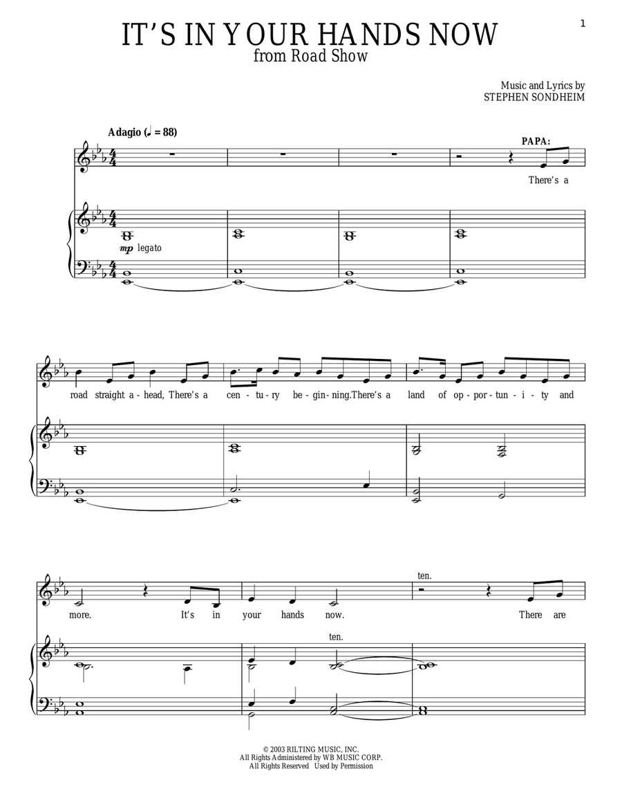 It's In Your Hands Now Piano, Vocal scores gallery preview page 1