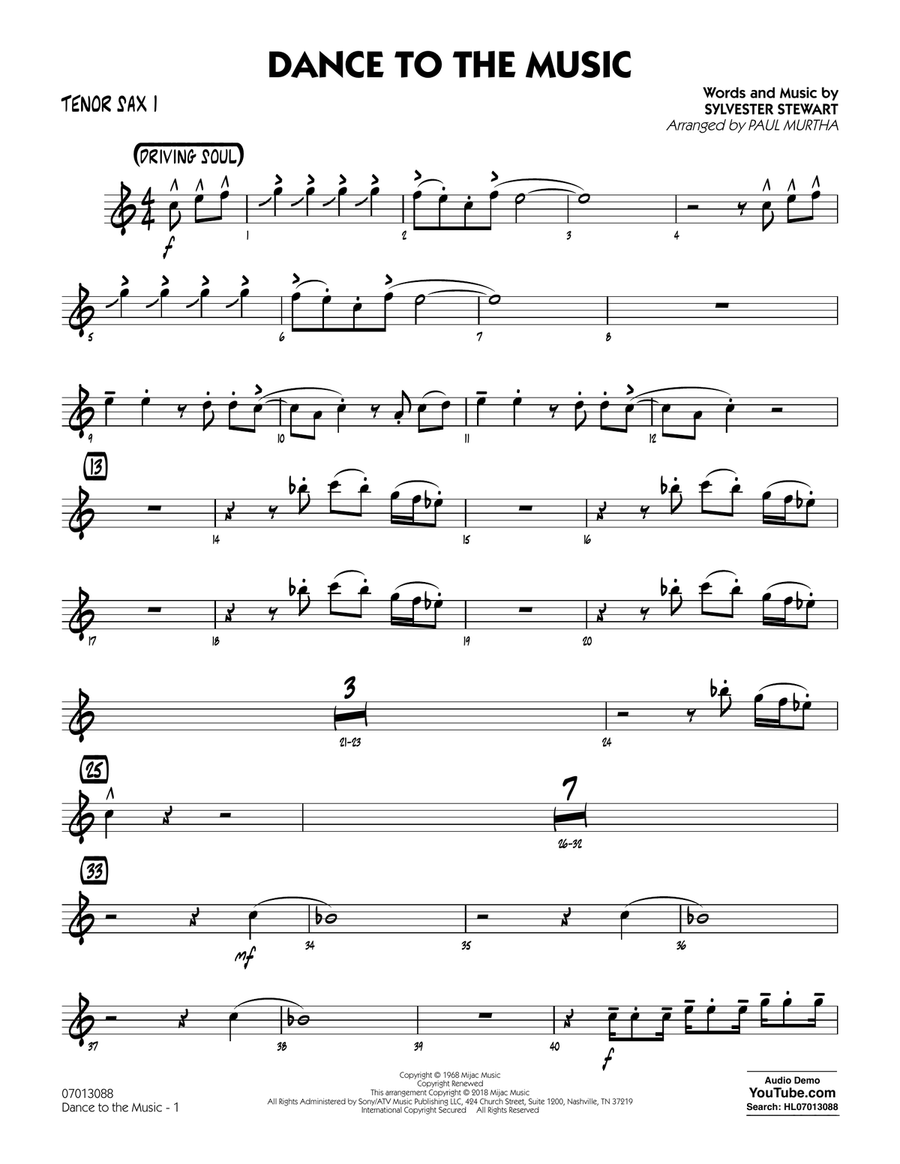 Dance to the Music - Tenor Sax 2 Jazz Ensemble scores gallery preview page 1