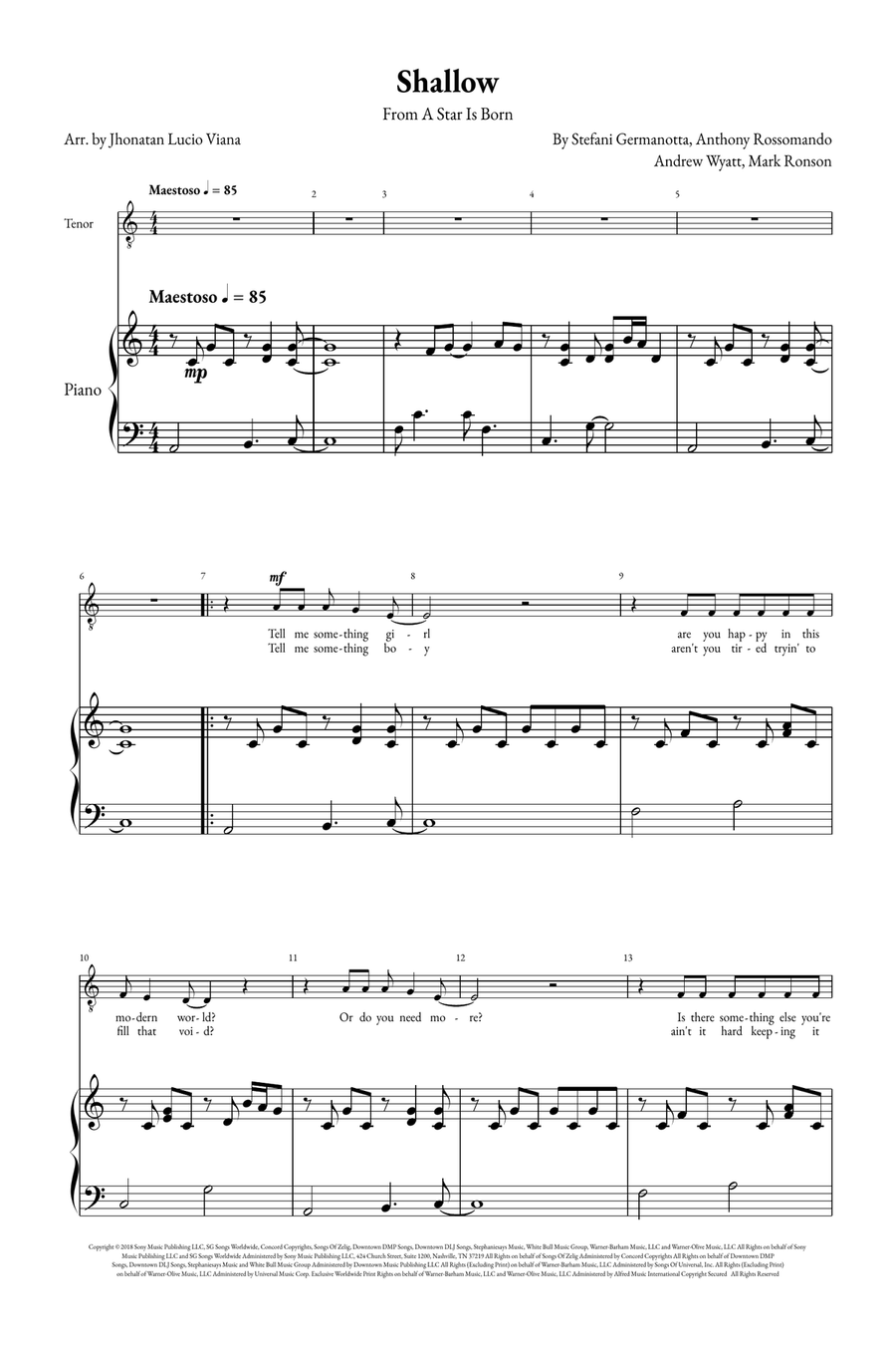 Shallow A Cappella scores gallery preview page 1