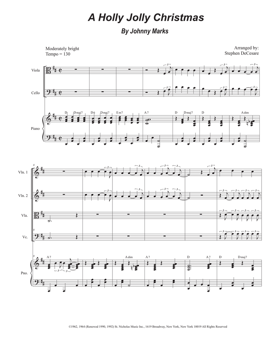 A Holly Jolly Christmas Piano Quintet scores gallery preview page 1