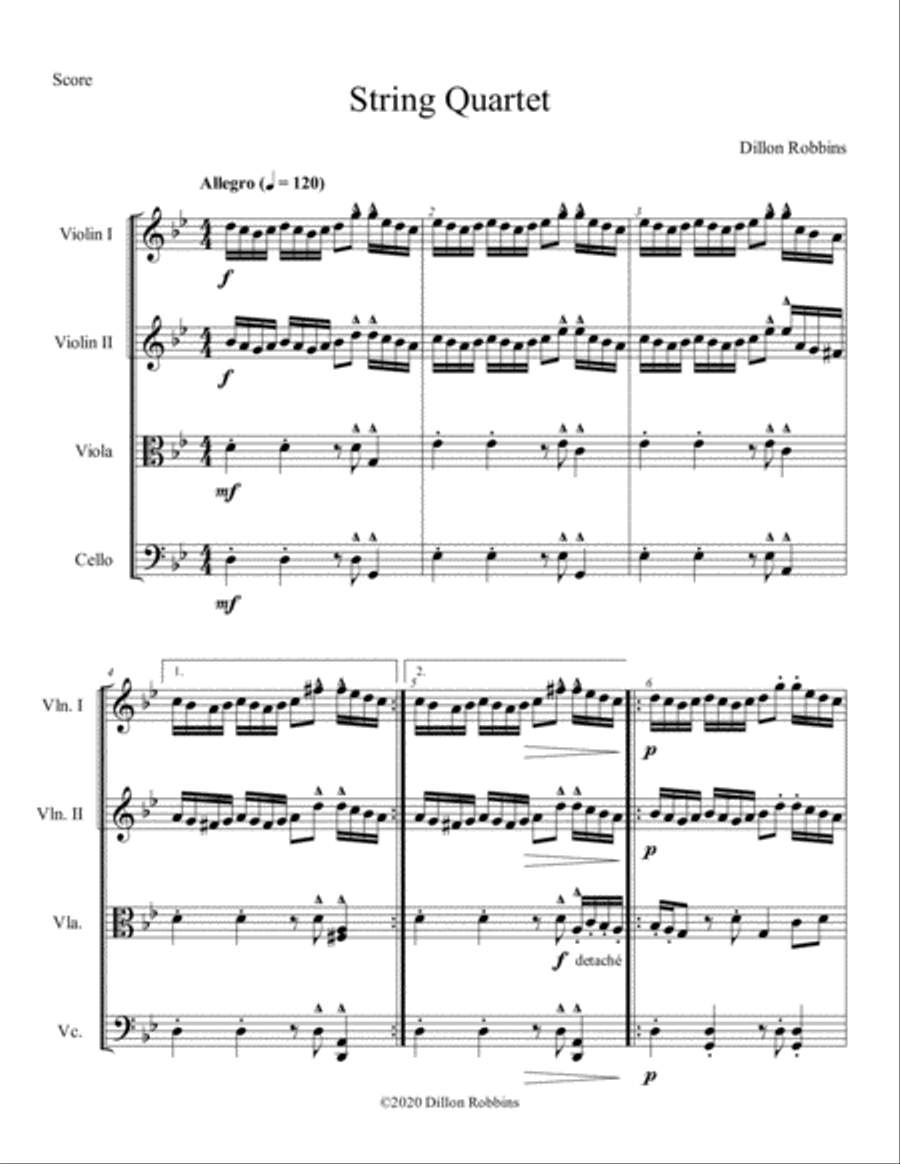 String Quartet String Quartet String Quartet scores gallery preview page 1