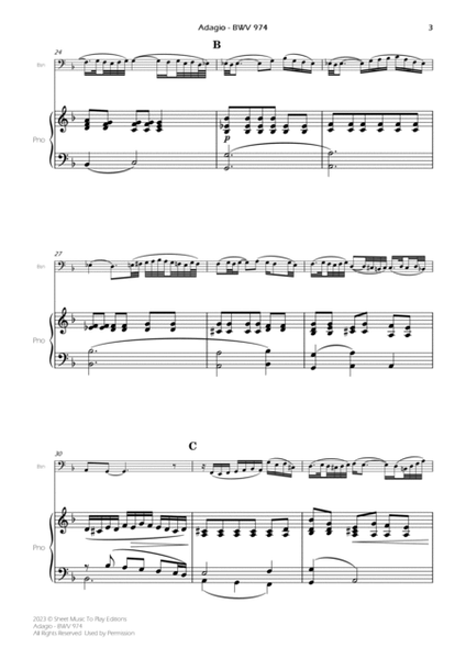 Adagio (BWV 974) - Bassoon and Piano (Full Score and Parts) image number null