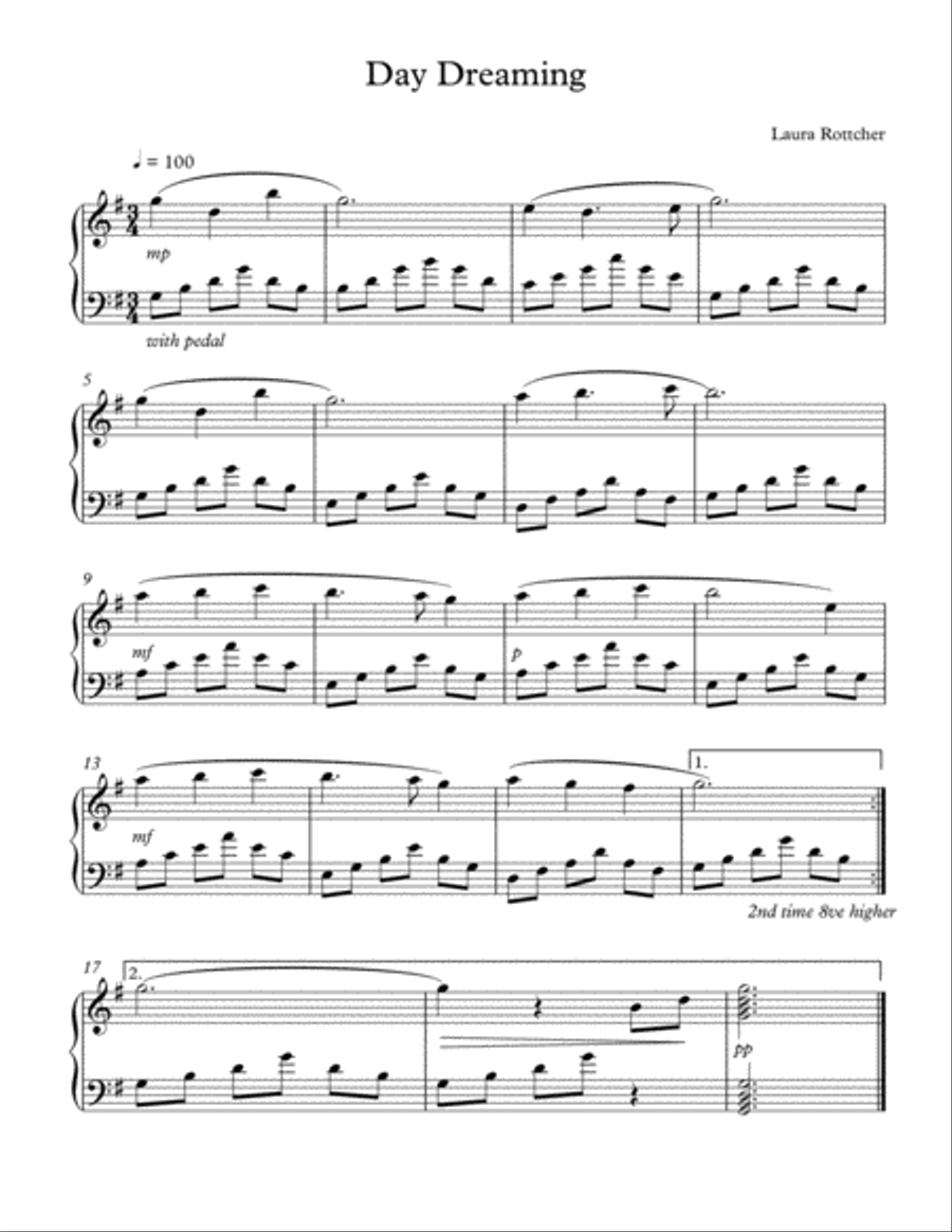 Day Dreaming Easy Piano scores gallery preview page 1
