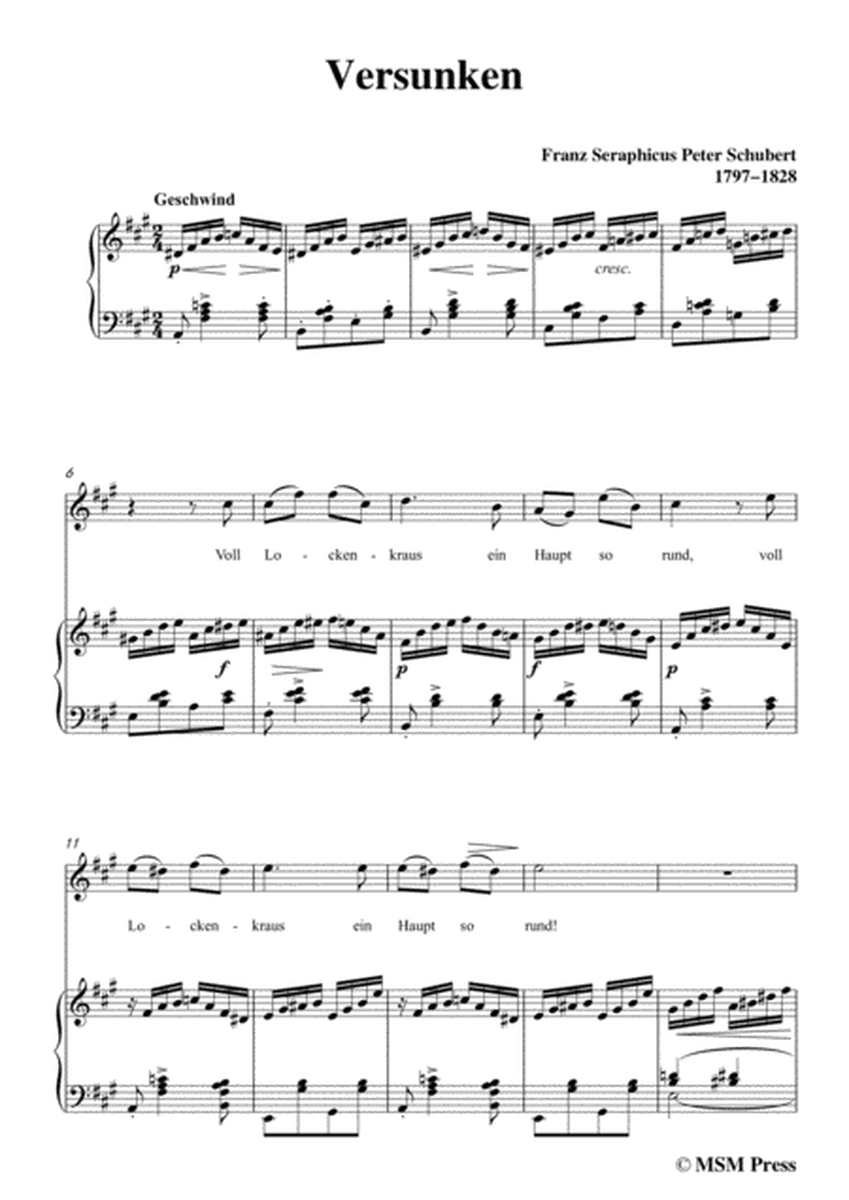 Schubert-Versunken,in A Major,for Voice&Piano