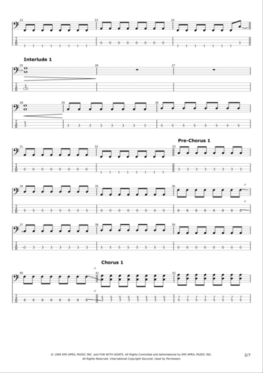 Adam's Song Bass Guitar scores gallery preview page 2