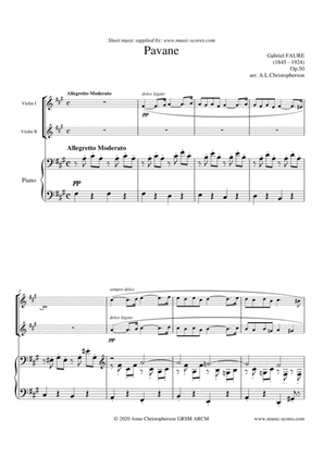Op.50 Pavane - 2 Violins and Piano