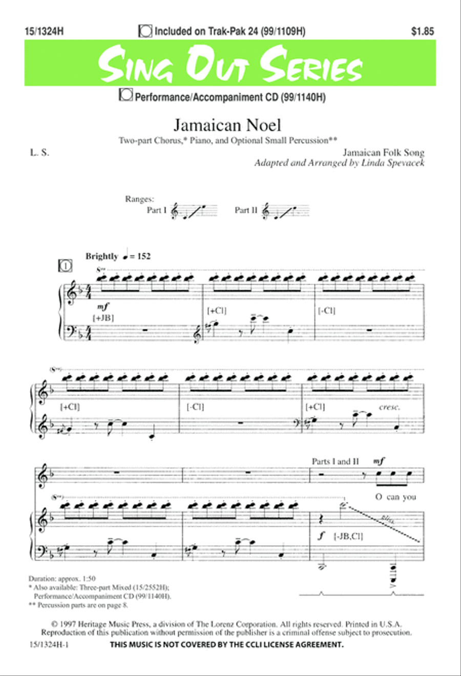 Jamaican Noel 2-Part scores gallery preview page 2