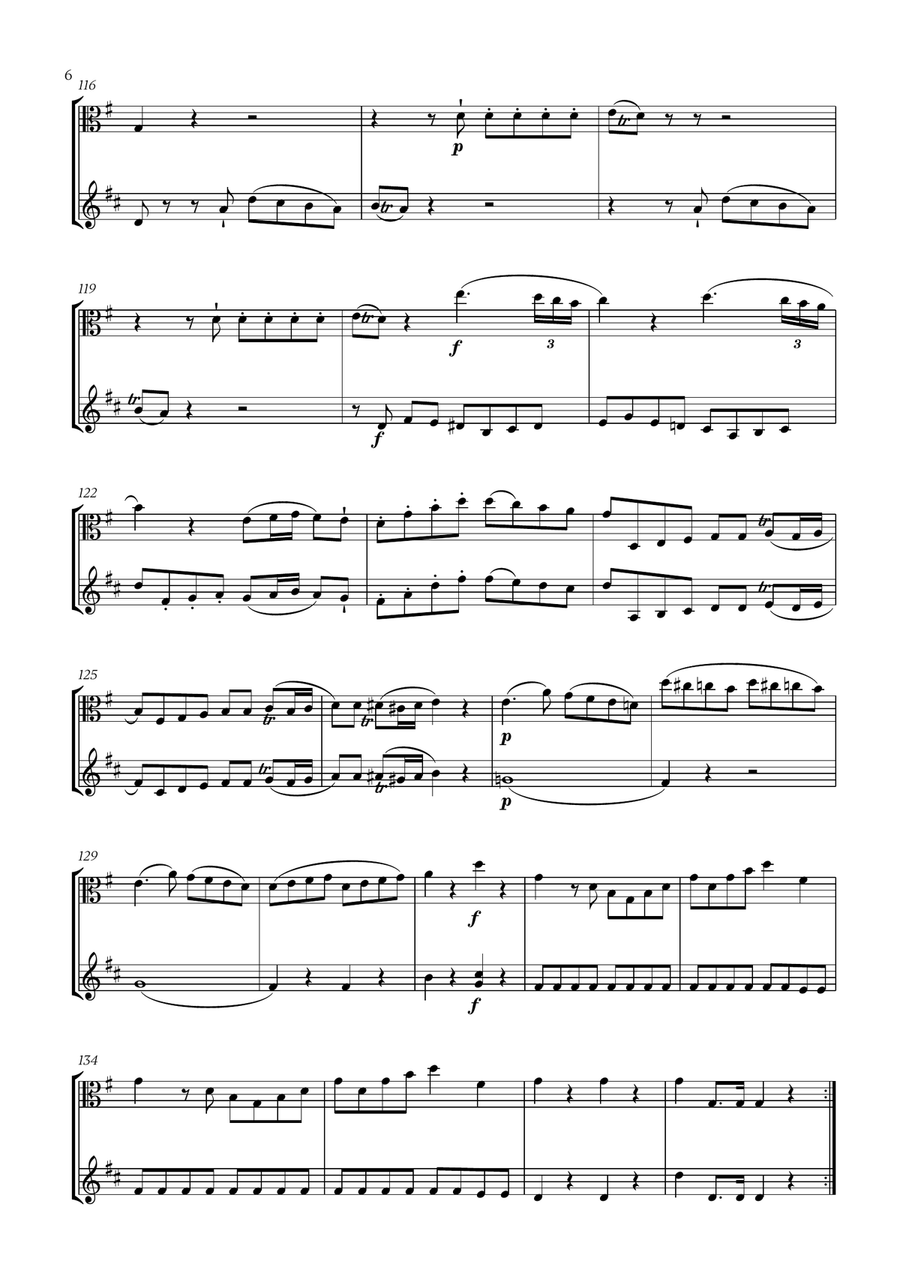 W. A. Mozart - Eine Kleine Nachtmusik (for Viola and French Horn) Horn scores gallery preview page 6