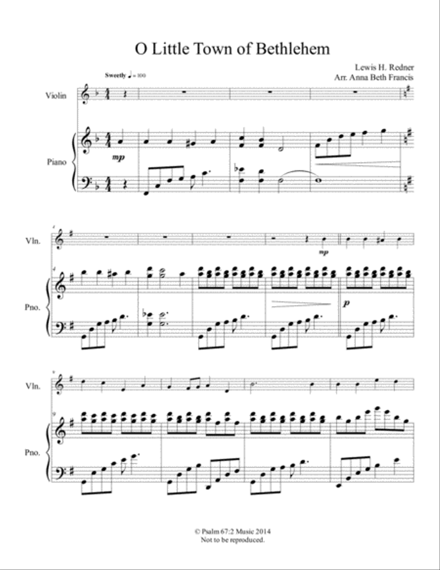 O Little Town of Bethlehem Violin Solo Violin Solo scores gallery preview page 2
