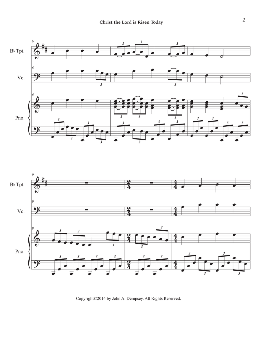 Christ the Lord Is Risen Today (Trio for Trumpet, Cello and Piano) Trumpet Trio scores gallery preview page 6