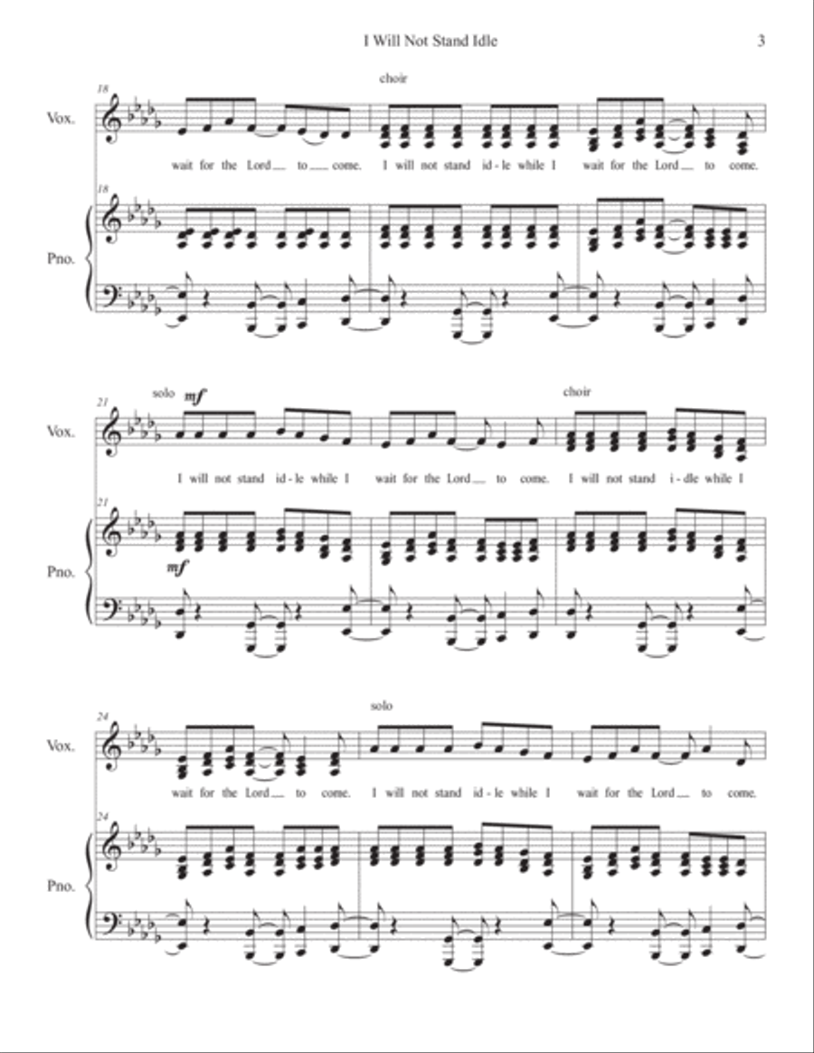 I Will Not Stand Idle (SAT, optional B) 4-Part scores gallery preview page 3