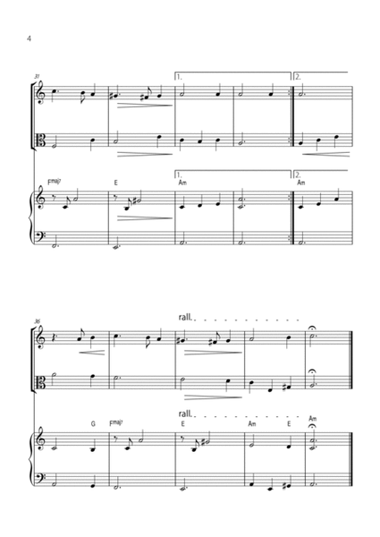 "Green Sleeves" - Beautiful easy version for VIOLIN & VIOLA DUET and PIANO image number null