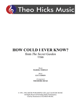 Book cover for How Could I Ever Know?