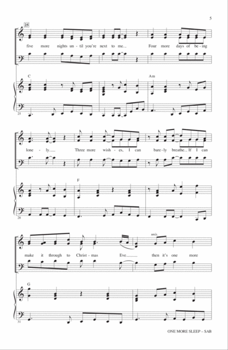 One More Sleep 3-Part scores gallery preview page 4