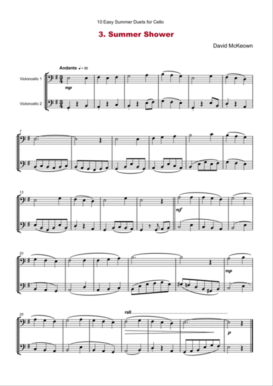 10 Easy Summer Duets for Cello String Duet scores gallery preview page 5