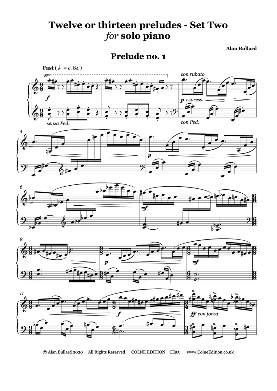 Twelve or Thirteen Preludes for Piano Solo, Set Two (minor keys) Piano Solo scores gallery preview page 2