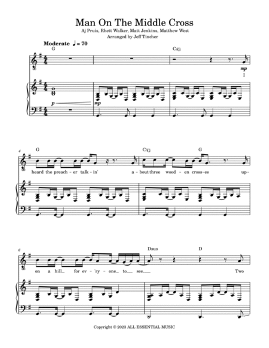 Man On The Middle Cross Piano, Vocal, Guitar scores gallery preview page 2