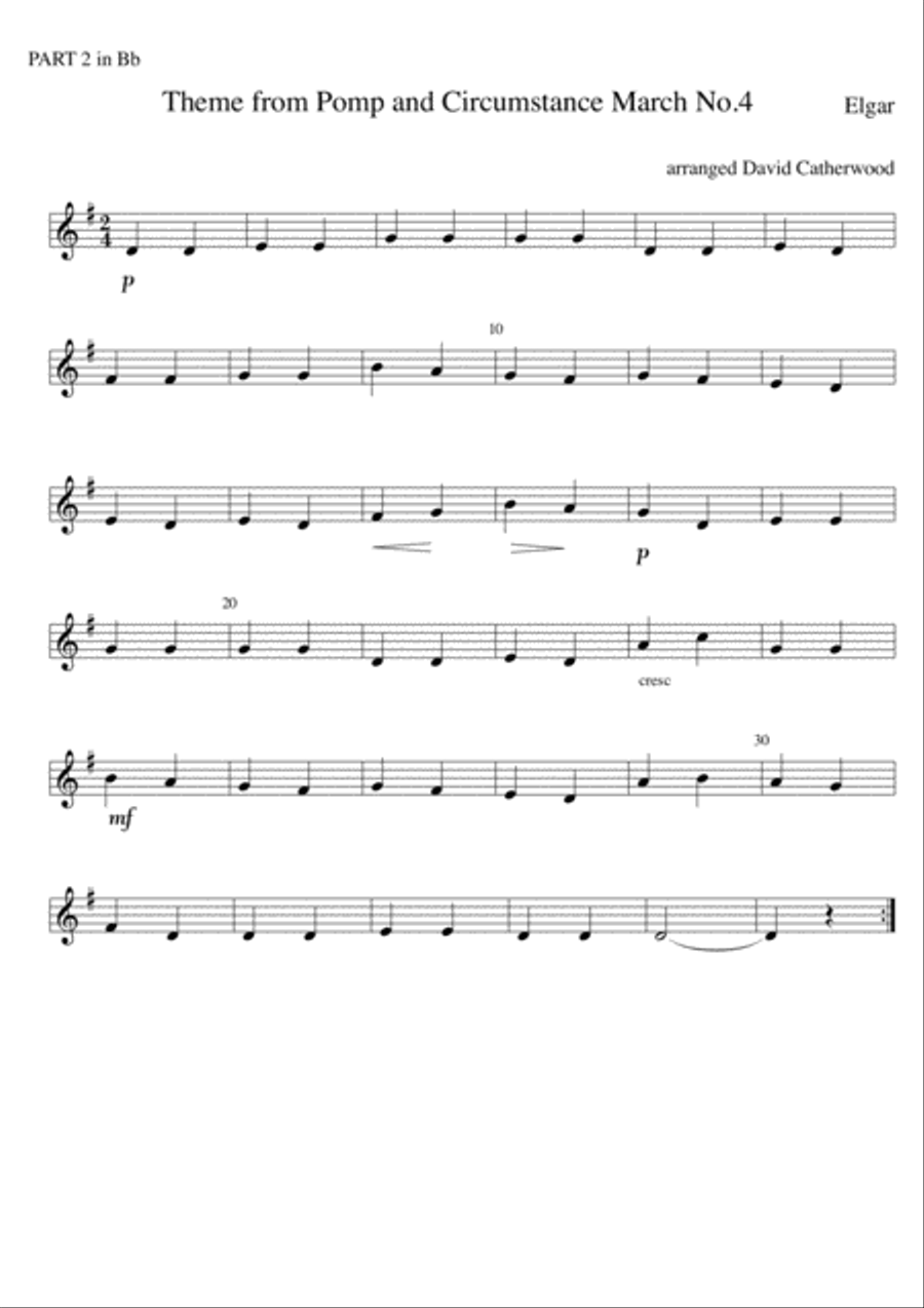 Theme from Pomp and Circumstance March No. 4 by Elgar arr. for flexible ensemble (David Catherwood) Concert Band scores gallery preview page 6