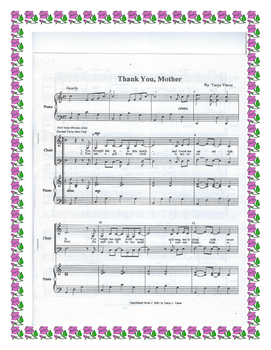 Thank You, Mother Thank You, Mother 4-Part scores gallery preview page 2