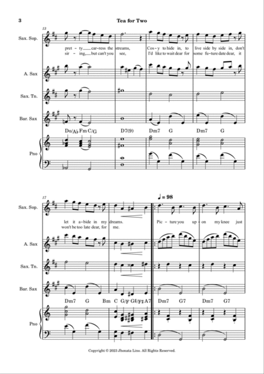 Tea For Two Small Ensemble scores gallery preview page 3