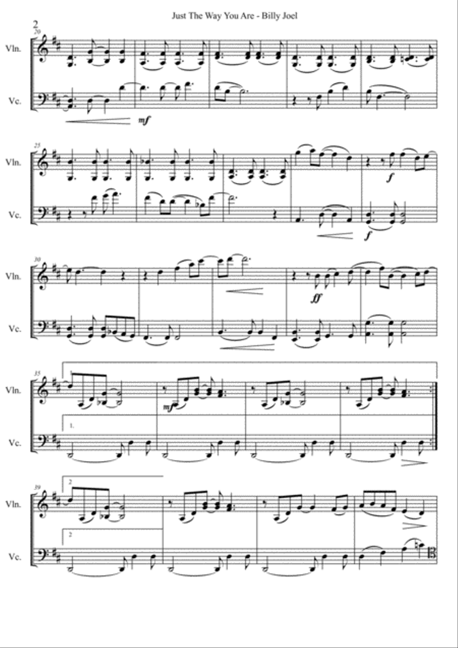 Just The Way You Are Set of Parts scores gallery preview page 2