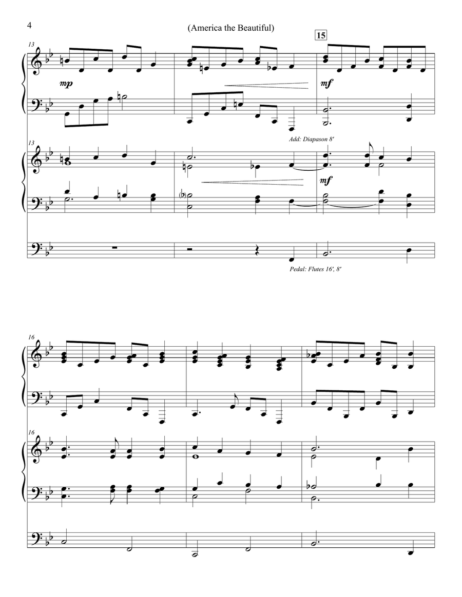 America the Beautiful - Piano & Organ Duet Piano scores gallery preview page 4