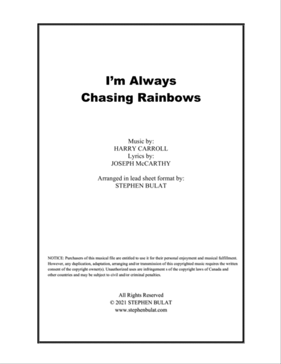 I'm Always Chasing Rainbows (Judy Garland) - Lead sheet (key of E) Large Ensemble scores gallery preview page 1