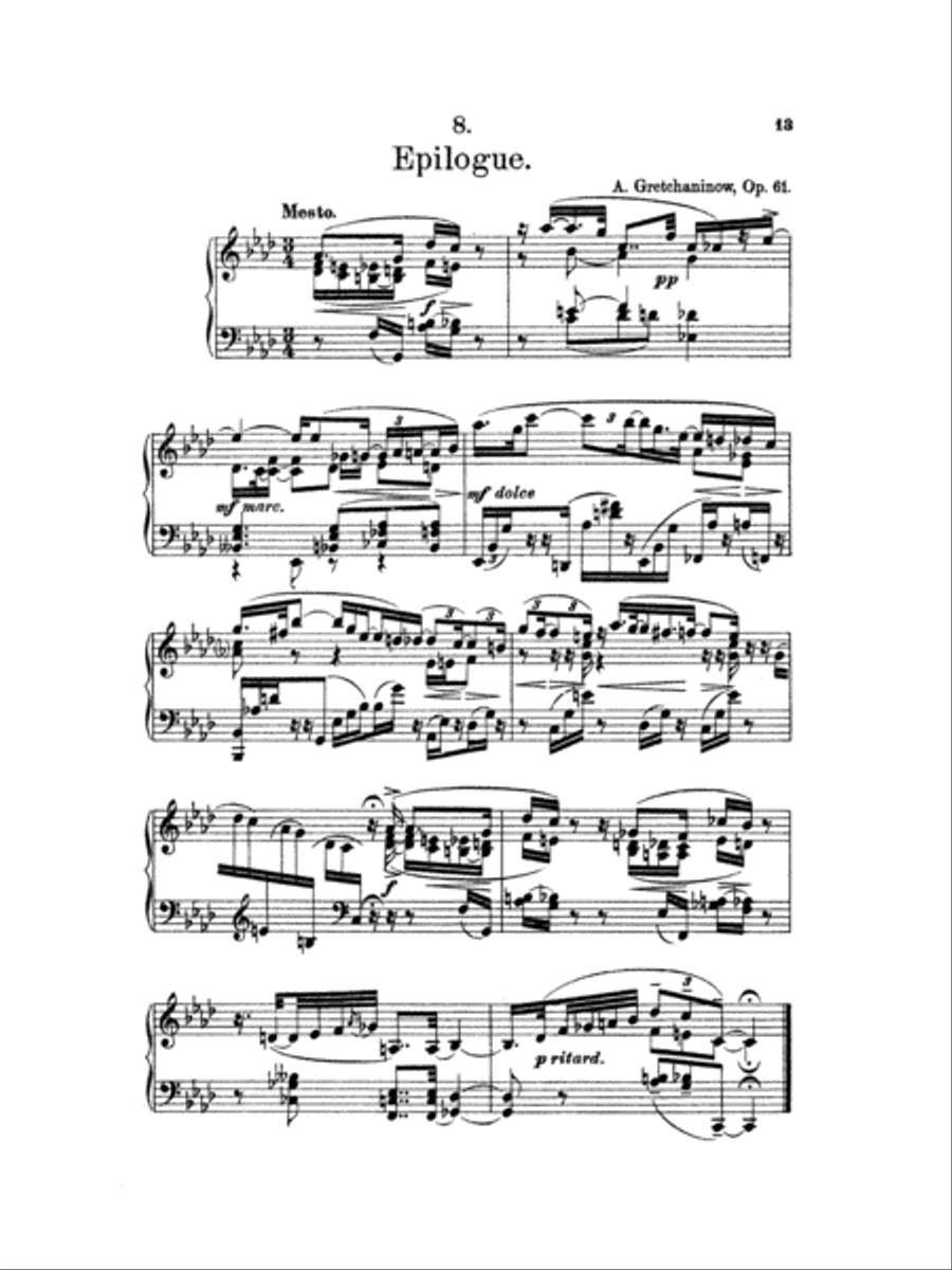 Gretchaninoff: Eight Pastels, Op. 61 Piano Solo scores gallery preview page 1