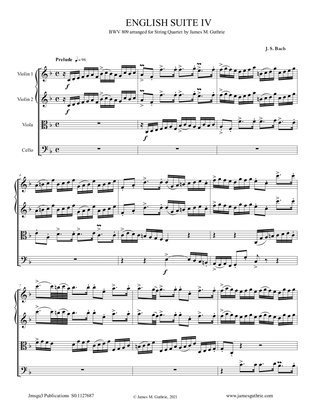 BACH: English Suite No. 4 BWV 809 for String Quartet
