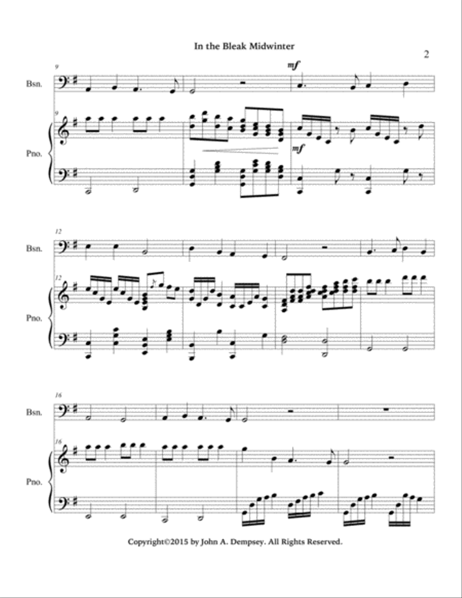 In the Bleak Midwinter (Bassoon and Piano) Bassoon Solo scores gallery preview page 5